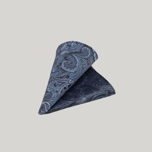 Foto de Pañuelo de bolsillo estampado paisley tonos azules Lino Clemente