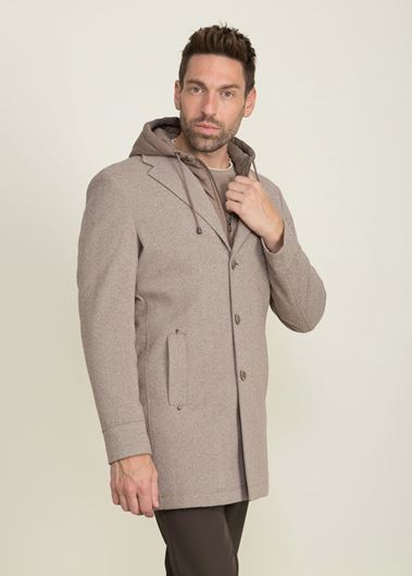 Foto de Abrigo de paño estampado de espiga beige