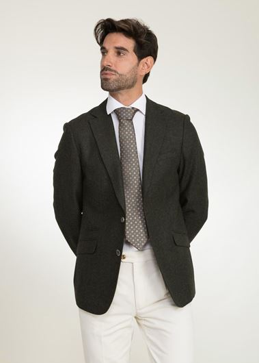 Picture of Americana regular fit verde con solapa sencilla y bolsillos inclinados