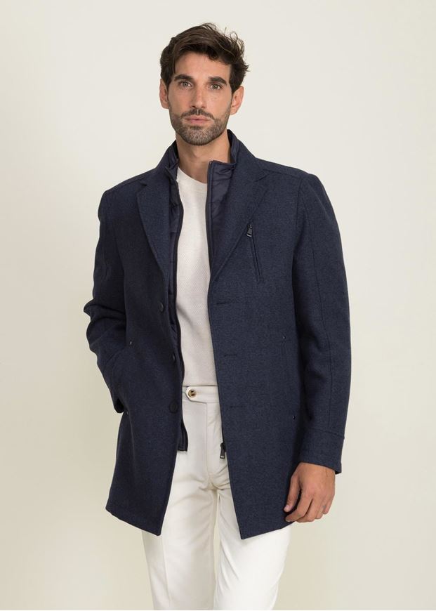 Foto de Abrigo super slim fit de espiga azul con pecherín desmontable