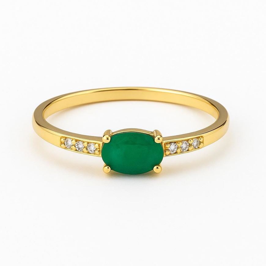 Picture of Anillo oro amarillo 18 kt con circonitas y esmeralda