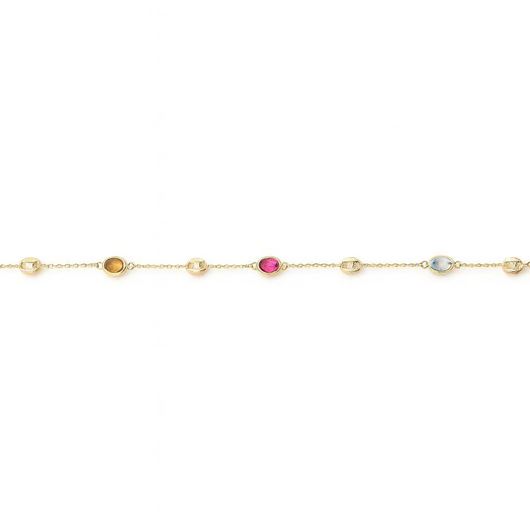 Foto de Pulsera oro amarillo 18 kt con circonitas color y calabrote