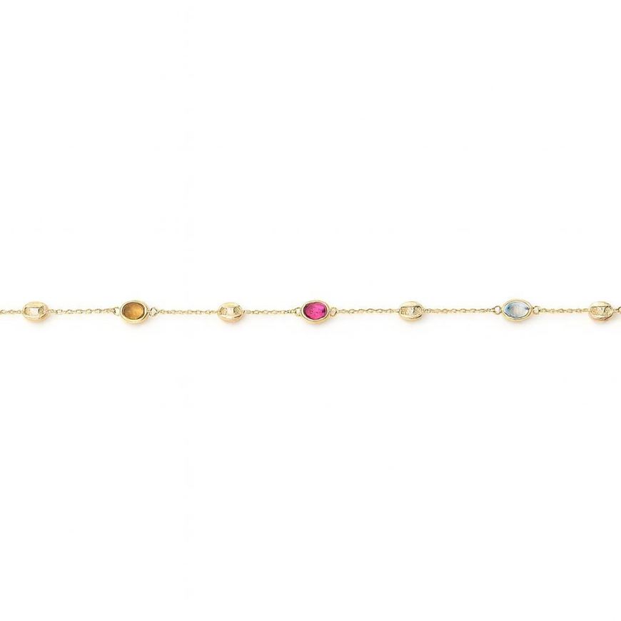 Foto de Pulsera oro amarillo 18 kt con circonitas color y calabrote