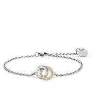 Foto de Set de Reloj Classic bicolor 24mm malla milanesa plateada y pulsera de acero con circonitas