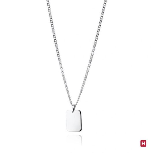 Picture of Cadena acero con plata estilo militar