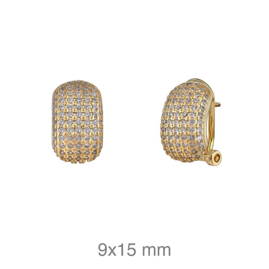 Foto de Pendientes plata baño oro con circonitas y cierre omega