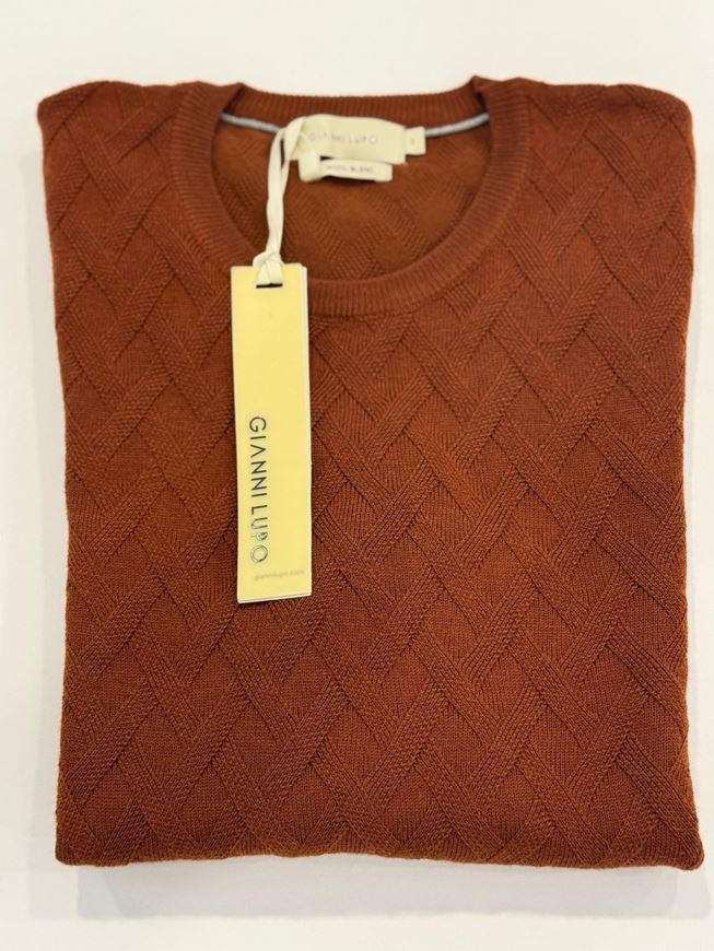 Foto de Jersey rombos mezcla de lana color teja