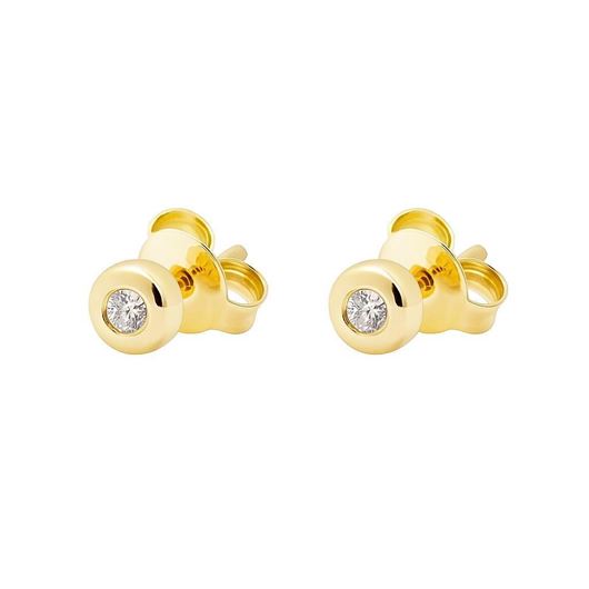 Foto de Pendientes punto de luz en oro amarillo 18 kt con dos brillantes 0,06 ct
