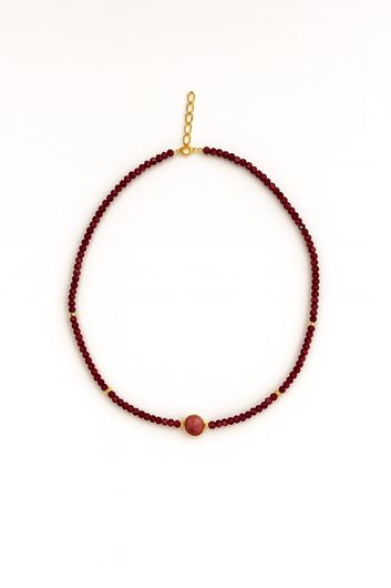 Foto de Collar de Jaspe Granate Teñido con Rodonita Central
