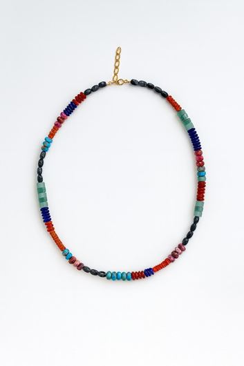 Foto de Collar piedras naturales Jaspe Rojo, Lapislázuli, Regalitas, Aventurinas y Cornalinas