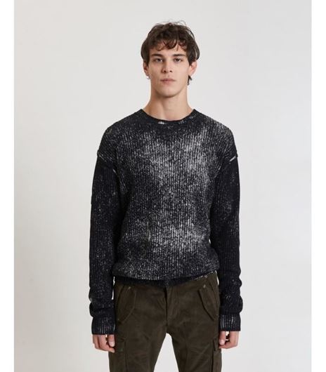 Foto de Jersey cuello redondo con efecto desgastado Black