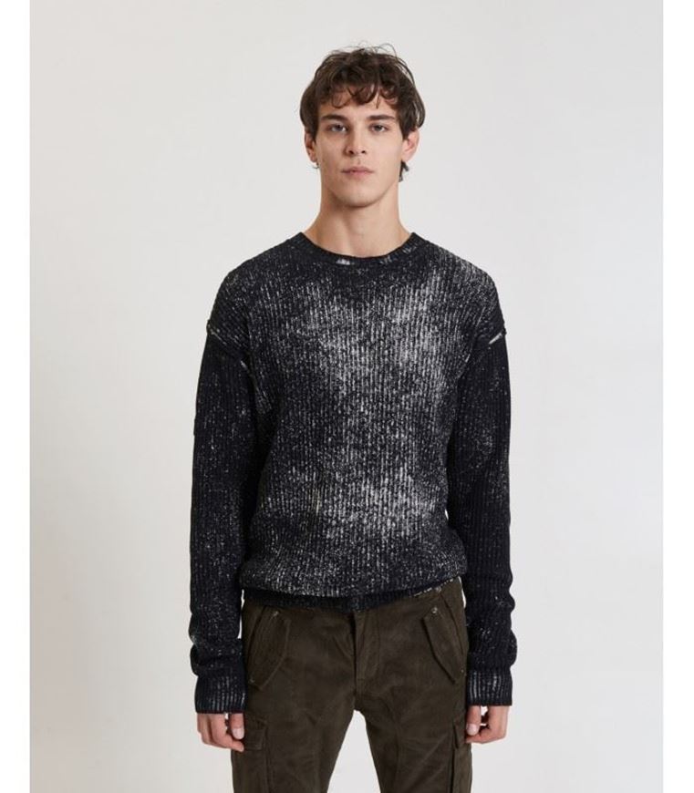 Foto de Jersey cuello redondo con efecto desgastado Black