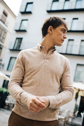 Foto de Polo manga larga arena jaspeado Darío Beltrán