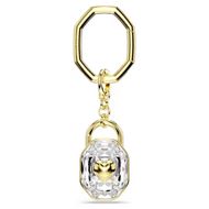 Foto de Llavero, Talla ovalada, Blanco, Baño tono oro