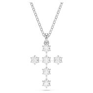 Foto de Colgante Insigne Talla redonda, Cruz, Blanco, Baño de rodio