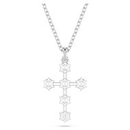 Foto de Colgante Insigne Talla redonda, Cruz, Blanco, Baño de rodio