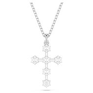 Foto de Colgante Insigne Talla redonda, Cruz, Blanco, Baño de rodio