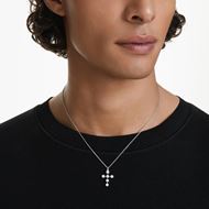 Foto de Colgante Insigne Talla redonda, Cruz, Blanco, Baño de rodio