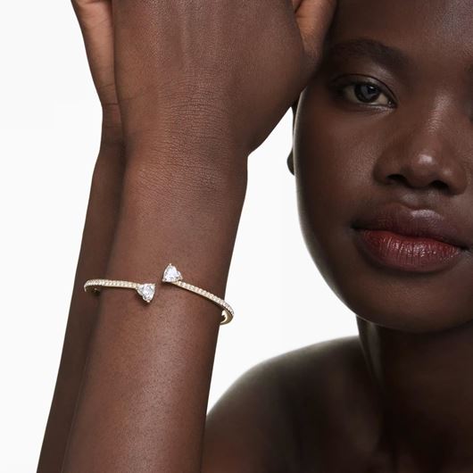 Picture of Brazalete Mesmera Corazón, Blanco, Baño tono oro