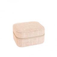 Foto de Joyero rectangular rosa con almohada de lino a juego