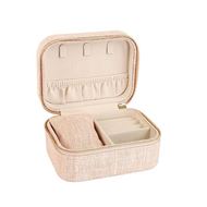 Foto de Joyero rectangular rosa con almohada de lino a juego