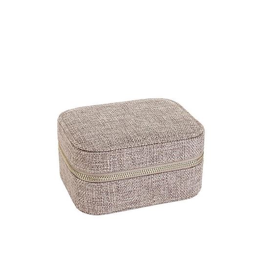 Picture of Joyero rectangular de color topo con almohada de lino a juego