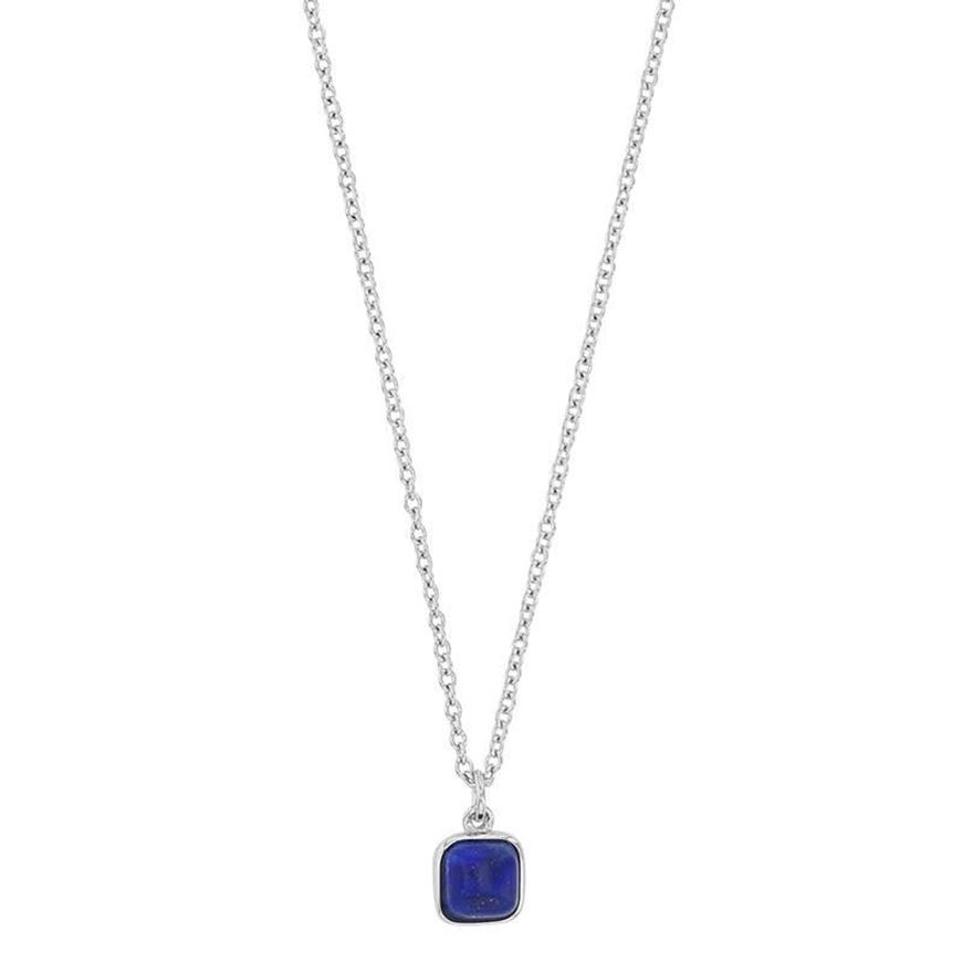 Foto de Collar de plata rodiada con lapislázuli