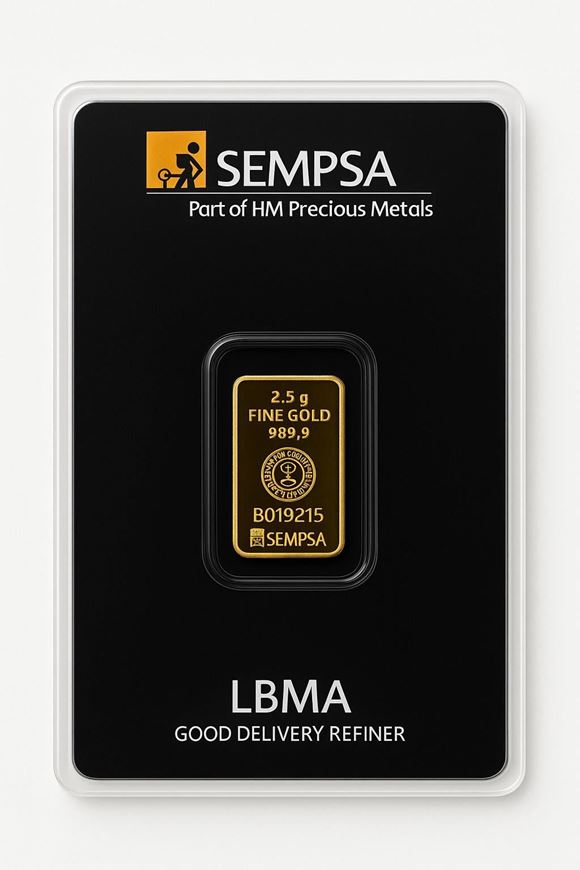 Foto de Lingote de oro puro 2,5 g 24 quilates certificado LBMA B019215 