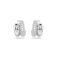 Foto de Pendientes de aro Dextera, Talla redonda, Mini, Blancos, Baño de rodio