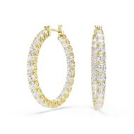 Foto de Pendientes de aro Matrix, Talla redonda, Blancos, Baño tono oro