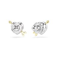 Foto de Pendientes de botón Idyllia, Tallas mixtas, Corazón con flecha, Blancos