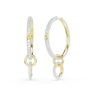 Foto de Pendientes de aro Dextera, Talla redonda, Blancos, Baño tono oro