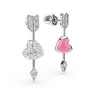 Foto de Pendientes Idyllia, Tallas mixtas, Corazón con flecha, Blancos, Baño de rodio