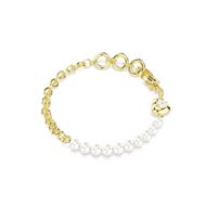Foto de Pulsera Idyllia, Perla de cristal, Blanca, Baño tono oro