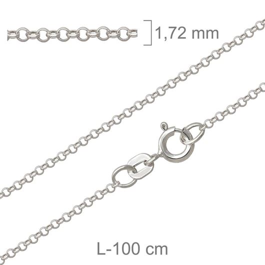 Foto de Cadena de plata rolo diamantada 100cm x 1,7mm
