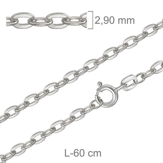 Foto de Cadena de plata forzada pisada 60cm x 2,9mm
