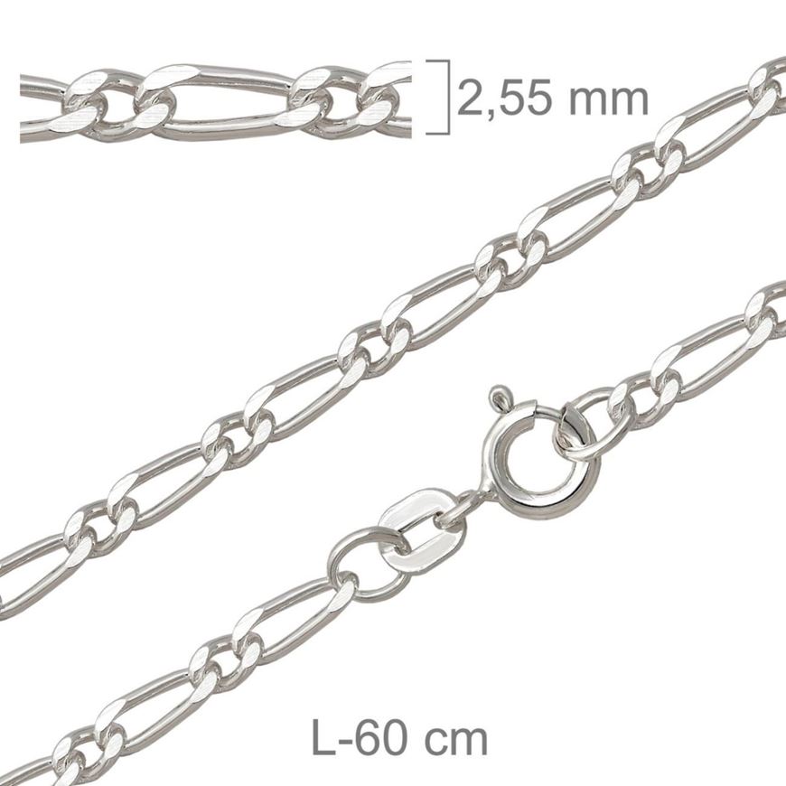 Foto de Cadena de plata barbada programada 4 caras 60cm x 2,5mm