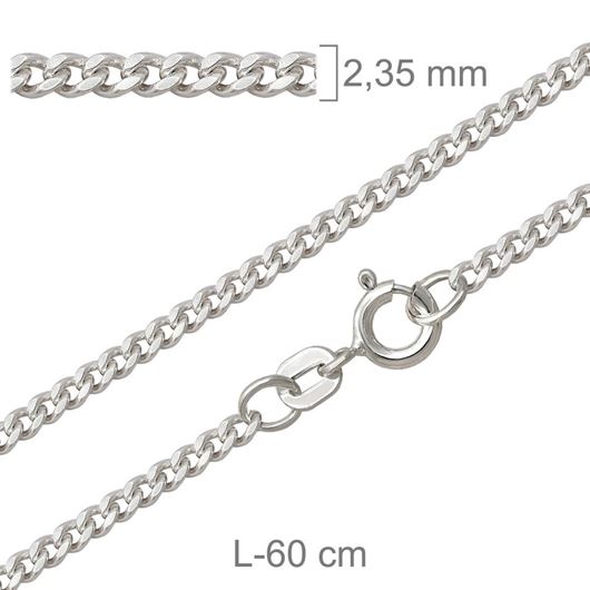 Foto de Cadena de plata barbada lapidada 60cm x 2,35mm