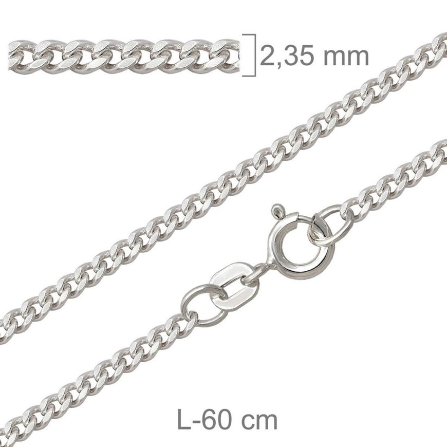 Foto de Cadena de plata barbada lapidada 60cm x 2,35mm