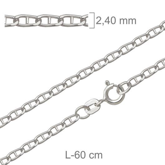 Foto de Cadena de plata eslabón ancla 60cm x 2,4mm