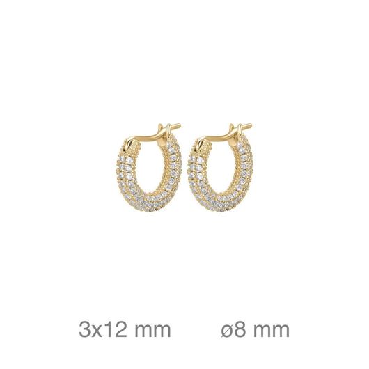 Foto de Pendientes de aro plata baño oro con circonitas