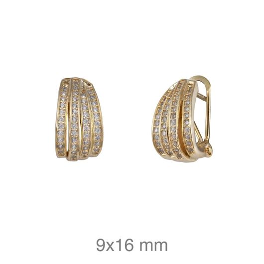 Foto de Pendientes de plata baño oro con circonitas cierre omega