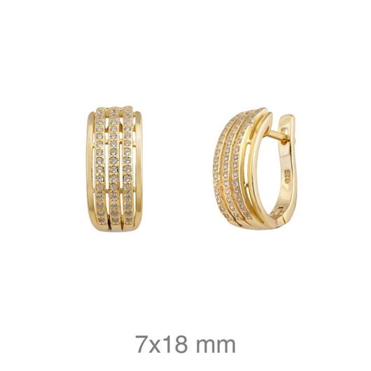 Foto de Pendientes de plata baño oro con circonitas cierre catalán