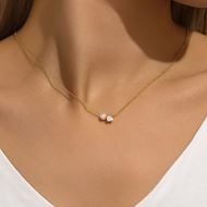 Foto de Gargantilla plata baño oro perla y circonita