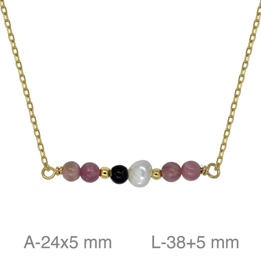 Foto de Gargantilla plata baño oro piedras y perlas