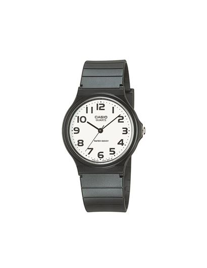 Foto de Reloj hombre negro con esfera blanca redonda