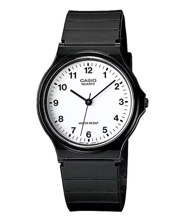 Foto de Reloj hombre negro con esfera blanca redonda