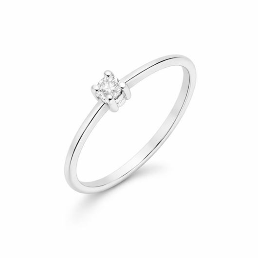 Foto de Solitario en oro blanco 18kt y un diamante talla brillante 0,13ct, Color G, Pureza VS