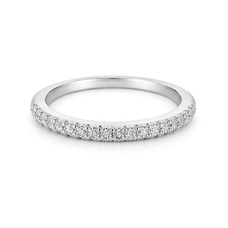 Foto de Anillo Half Eternity de oro blanco 18kt con 5 diamantes en talla brillante de 0,20ct, Color G, Pureza VS