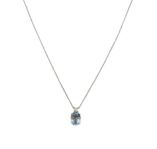 Picture of Gargantilla oro blanco, aguamarina 1,35ct y brillante 0,06ct